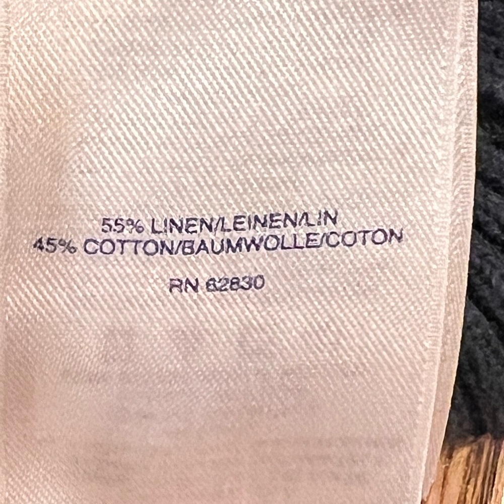 Lands End nautical maritime sweater cotton‎ linen blend navy blue white stripes - Picture 7 of 11